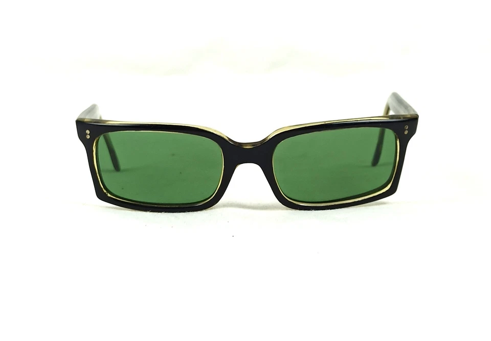 Уникальные винтажные квадратные солнцезащитные очки 1950-е Италия Рим очень редкие классические черные - Изображение 3 из 4