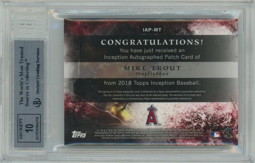 BGS 9 2018 Topps Inception Mike Trout Patch Auto Magenta /75 Angels - Picture 2 of 2