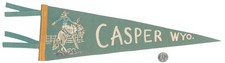 Vintage 50s Felt Souvenir Pennant CASPER WYOMING WY Rodeo Cowboy Bucking Bronco
