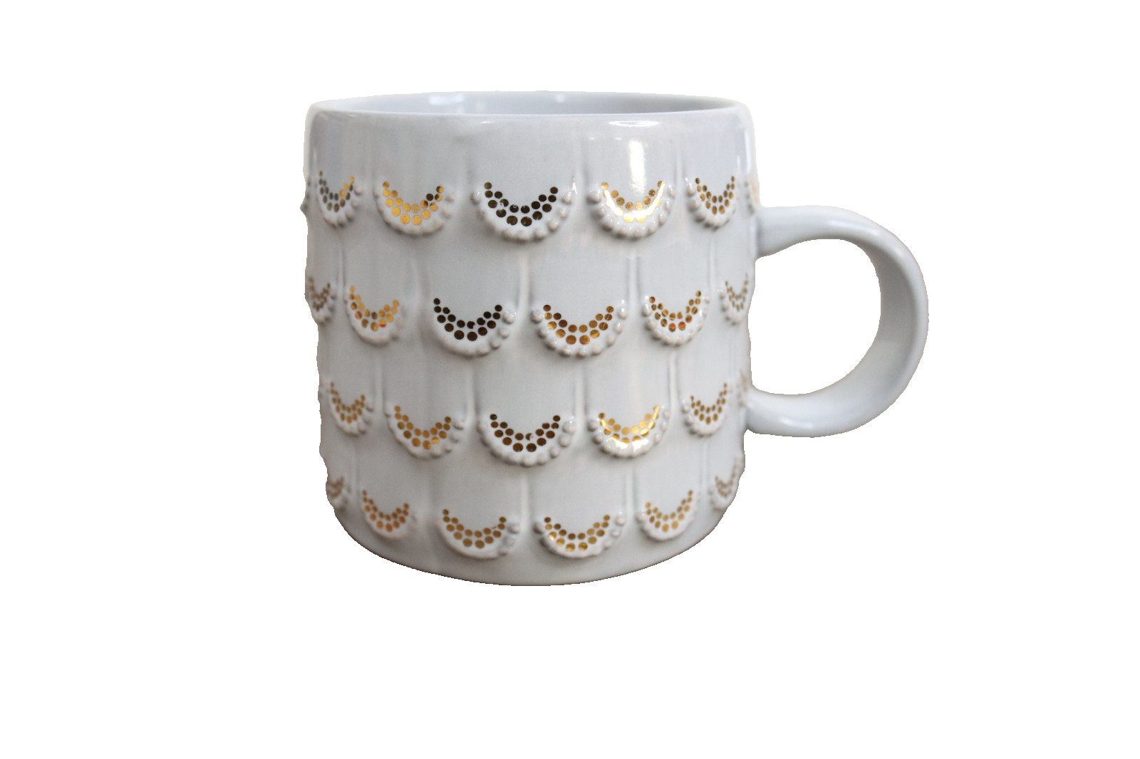 Starbucks Mermaid Scale Coffee Mug Gray Gold Dots 10 fl oz 2016