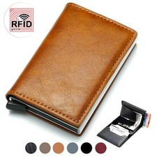 RFID Blocking Genuine Leather Credit Card Holder Money Cash Clip Wallet Purse