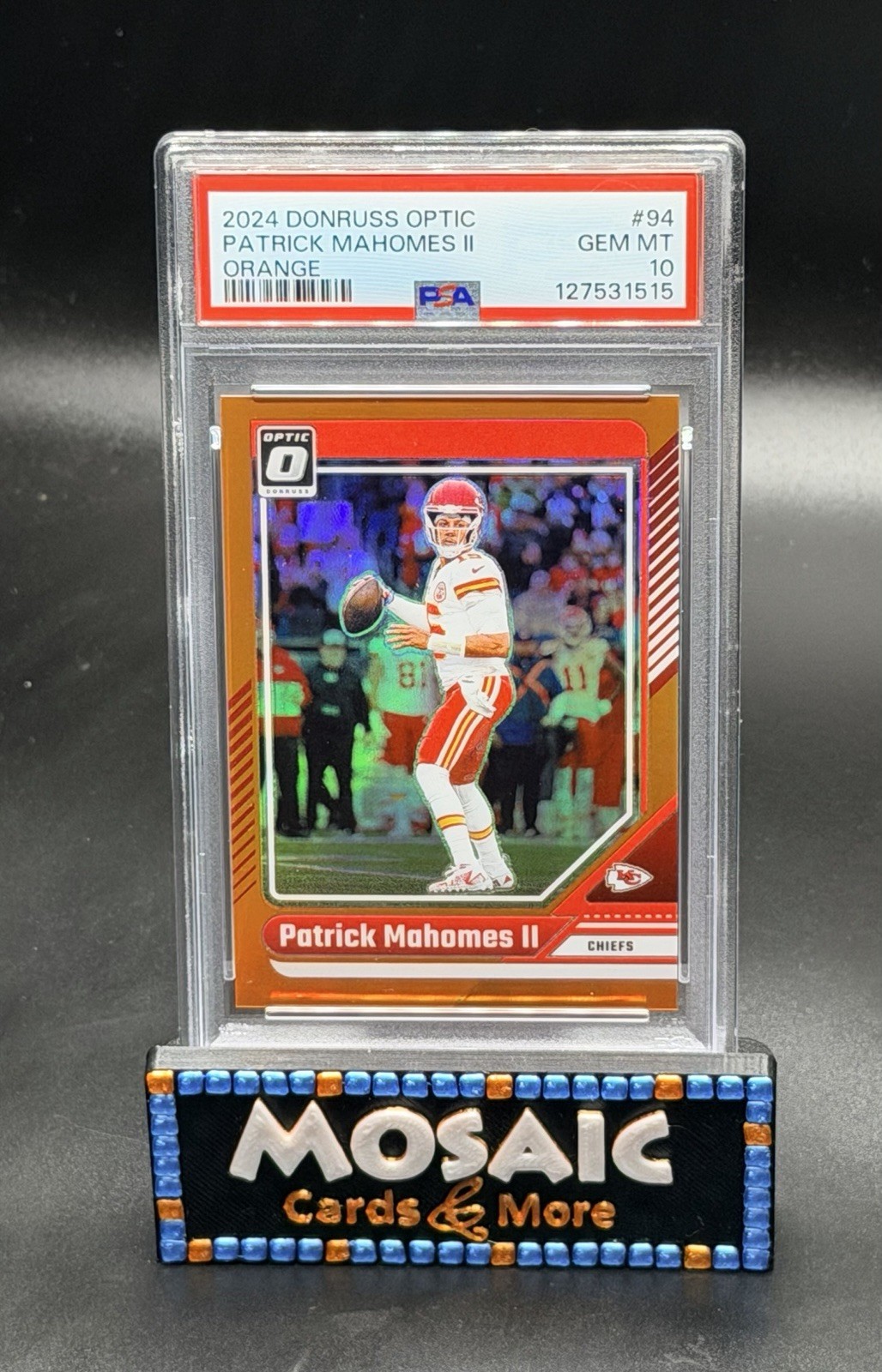 2024 Donruss Optic Patrick Mahomes II Orange Prizm SP /249 PSA 10 GEM Chiefs 94