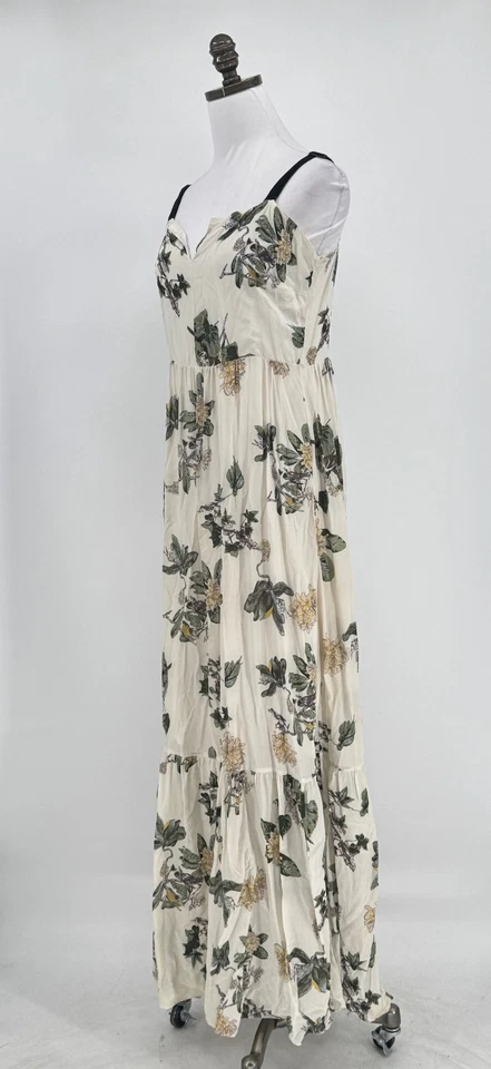 Maxi Vestido Lil Anthropologie Marfil Floral Satén Forrado Seda Capas Talla 12 Foto 3 de 4