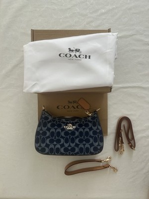 COACH  Teri Shoulder Bag Handbag  Signature Canvas Navy  