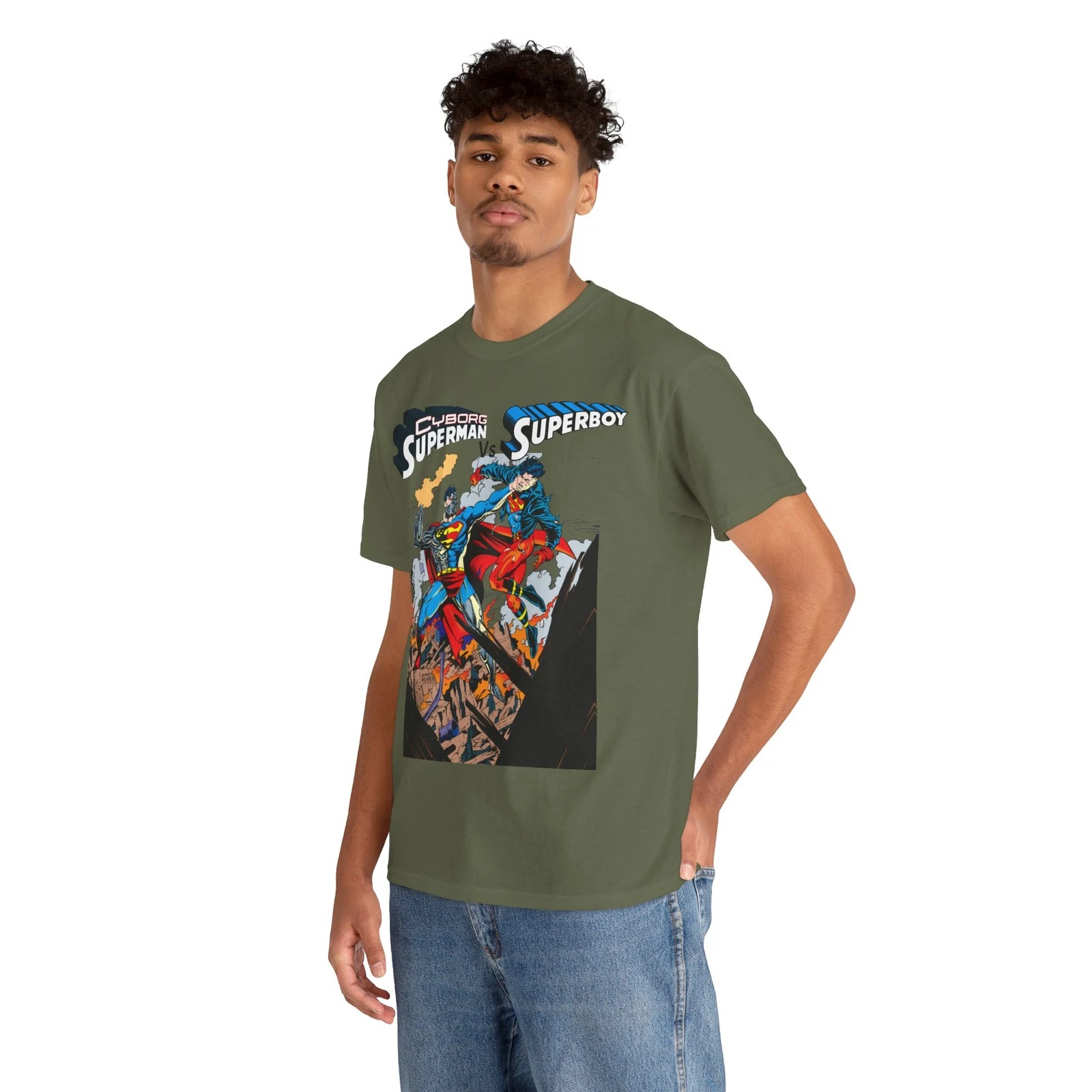 Cyborg Superman Vs Superboy T-Shirt - Tom Grummett Art - DC Comics