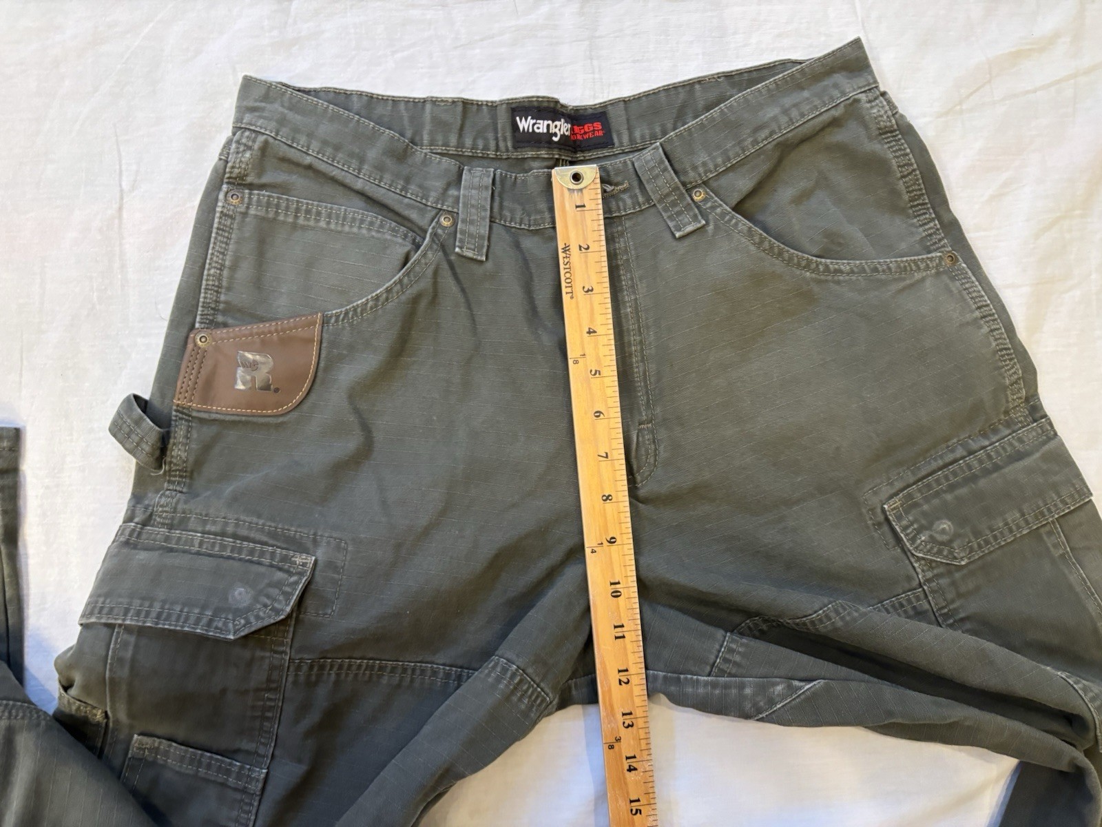 Wrangler Riggs Pants Mens 34x31 Ranger Relaxed Fit Ripstop Cargo Workwear Green thumbnail 6