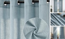 Linen Curtains 84 Inch Length 2 Panels for Living 52"W x 84"L Pack of 2 Blue