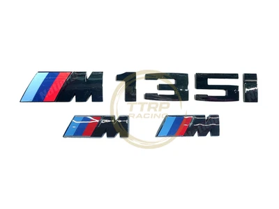 BMW BM W M135i Badge With 2X Gloss Black M Wing Badges 135 135i Badge Emblem