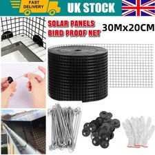 30M Solar Panel Bird Wire Mesh Guard Kit Proofing Pigeons Pest Clips Net Critter