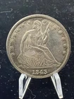 UNC 1843 Seated Liberty Half Dollar - US Silver 50c