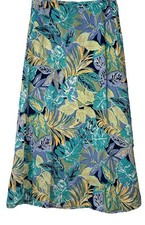 Talbots Linen Maxi Length Skirt Sz 8 Floral Side Zip Button Hook