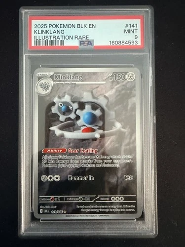 PSA 9 Klinklang 141/086 Illustration Rare Pokémon 2025 Black Bolt TCG