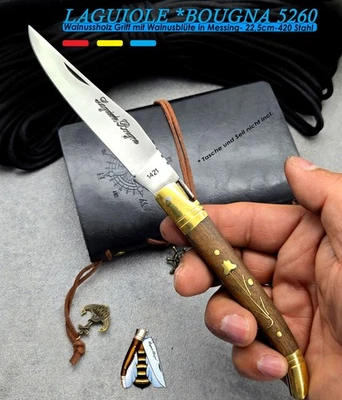 LAGUIOLE Bougna 5260 | Walnussgriff mit Walnussblüte Taschenmesser Klapp Messer