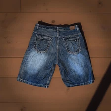 Flypaper Jeans Shorts Straight Leg Button Zip Pockets Medium Wash Denim Size 38