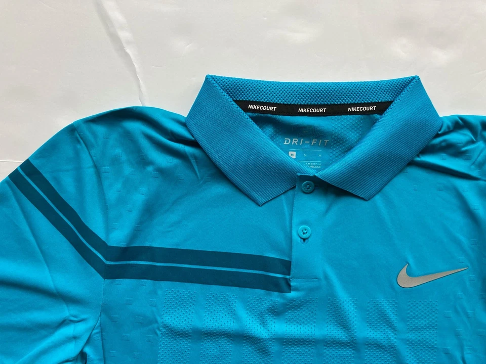 Nike Federer RF Stuttgart 2018 Zonal Cooling Tennis Polo Shirt M Blue 888202-430 - Image 3 of 4