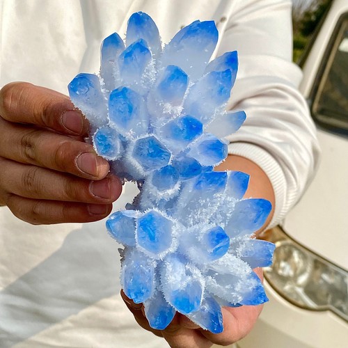 2.34LB Newly discovered blue Phantom Quartz Crystal Cluster mineral samples - 第 11/13 張圖片