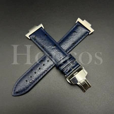 D/Blue Genuine Leather Ostrich Watch Strap Fits for Tissot PRX Clasp + Adapter