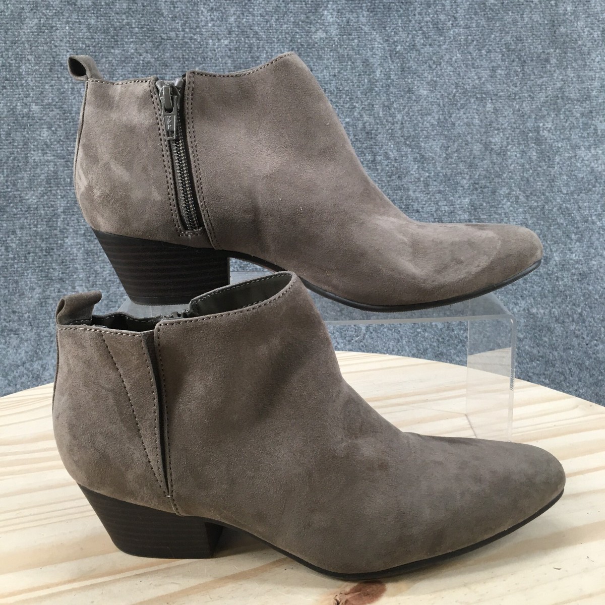 Old Navy Boots Womens Ankle Booties Heels Casual Beige Fabric Side Zipper