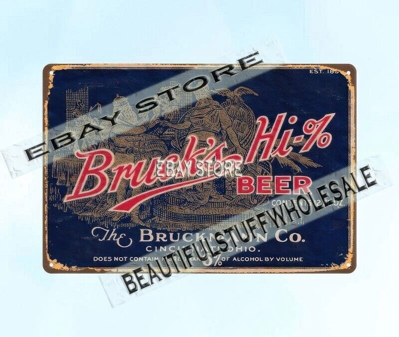 Vintage 1930s Bruck's Beer Tin Sign - Rustic Bruckmann Co Cincinnati Wall Art