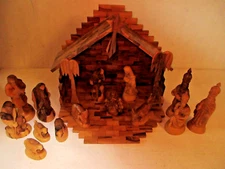 Olivewood Wooden XMAS Nativity Manger Set From Bethlehem Stunning!