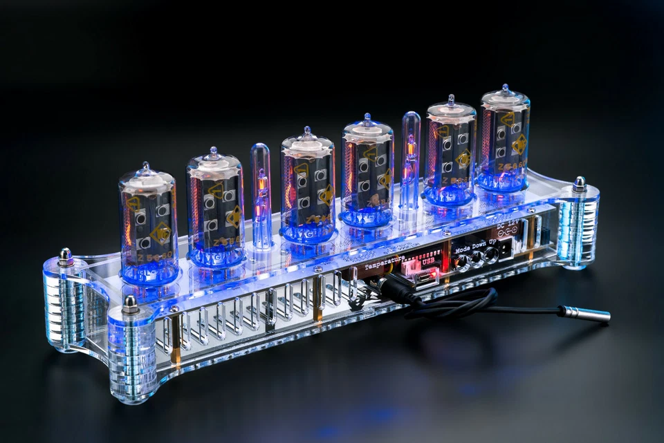Nixie Tube Clock on Z5660M in Big Acrylic Case with Columns Slot Machine 12/24H - Image 4 of 4