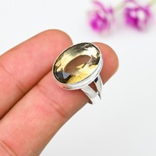 Smoky Quartz Gemstone Handmade Ring 925 Solid Silver Jewelry Love Forever Gift