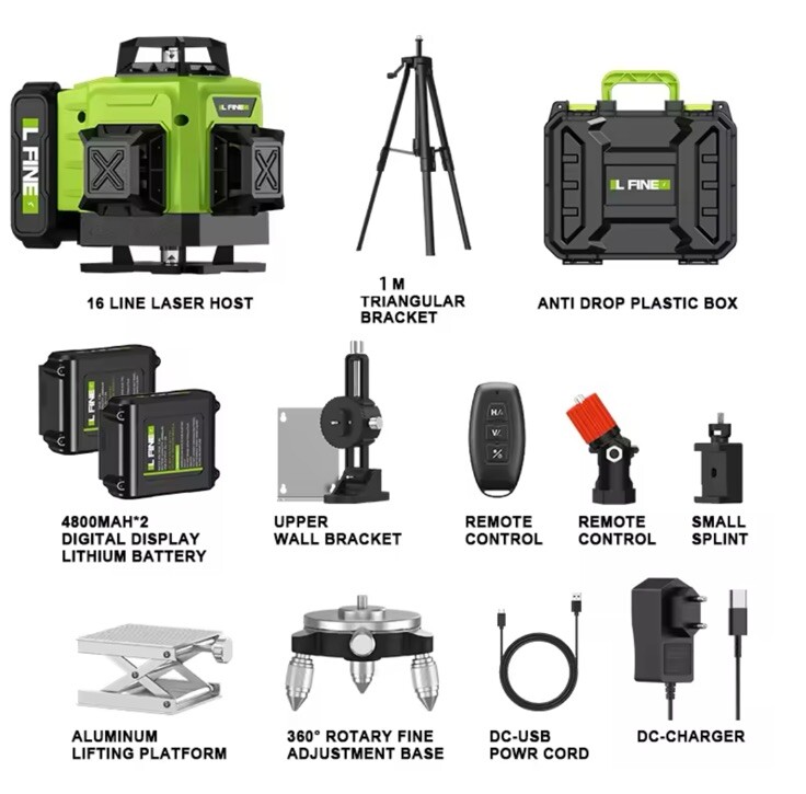 Livella Laser 4D 16 Linee 360° Autolivellante con Treppiede e Valigia