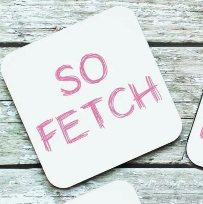Lustige, inspirierte Hartholz-Untersetzer Mean Girls So Fetch Wednesdays we We Wear rosa