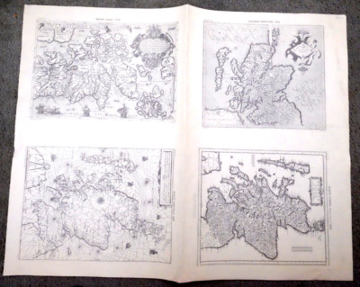 4 ANCIENT MAPS OF SCOTLAND reproduced by JOHN BARTHOLOMEW for a book, unused