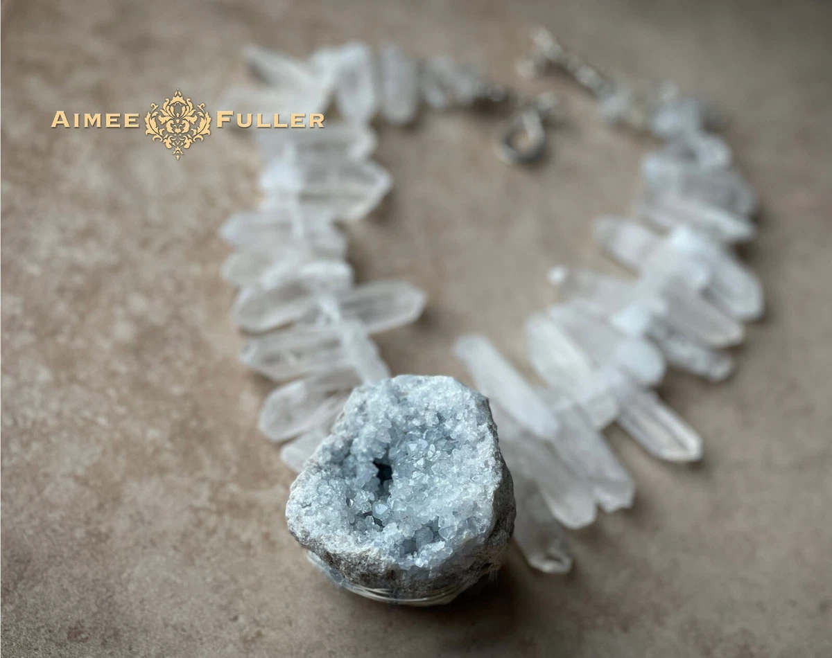 Amazon.com: Celestite necklace, Macrame necklace with blue stone, Round Celestite  stone, Celestite pendant, Macrame art, Light blue, Spiritual, Unisex :  Handmade Products