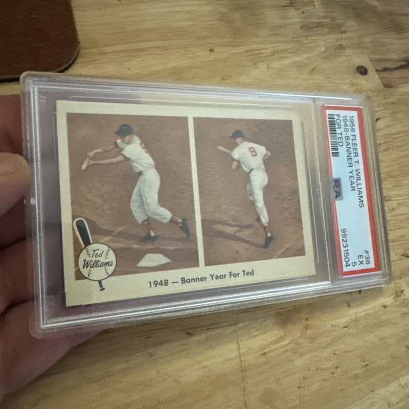 Ted Williams Antique Vintage Baseball Card Boston Red Sox PSA 5 Fleer HOF 1959