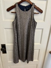 Aidan Mattox Women's Gold Sequin Navy Mesh Sleeveless Dress Size 2