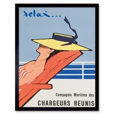 Advert Gruau Chargeurs Reunis Relax Cruise 12X16 Inch Framed Art Print