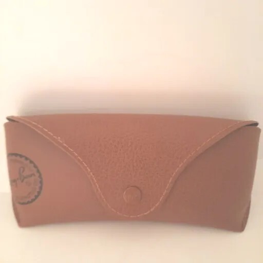 Ray-Ban Tan Faux Leather Sunglass Eyeglass Hard Case with Snap Closure