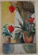Ukrainian Soviet Oil Painting Still Life postimpressionism realism flowerpot