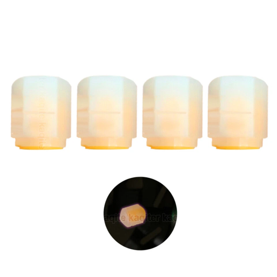 4pcs Orange Fluorescent Car Tire Valve Caps Cover Glowing In Dark Accessories - Image 3 of 4