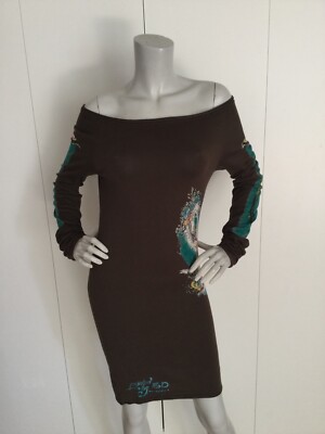 brown ed hardy dress Brown Flowy Peasant Mini Dress