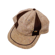 Vintage Brown Tweed Pinwheel Fitted Hat Cap Foam Shedding.