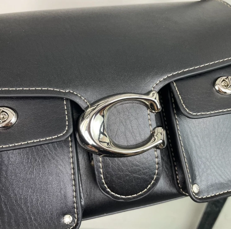 Borsa a tracolla Coach Cargo Turnlock Soft Tabby CU124 nuova in pelle nera outlet