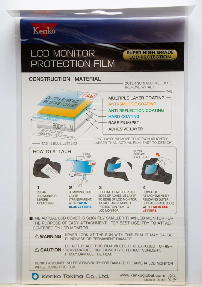 Película protectora de monitor LCD Kenko para protector de pantalla de cámara Olympus E-P5 Foto 3 de 4