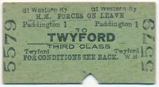 GWR Raiway ticket 3rd cl Paddington - Twyford undated QY8707