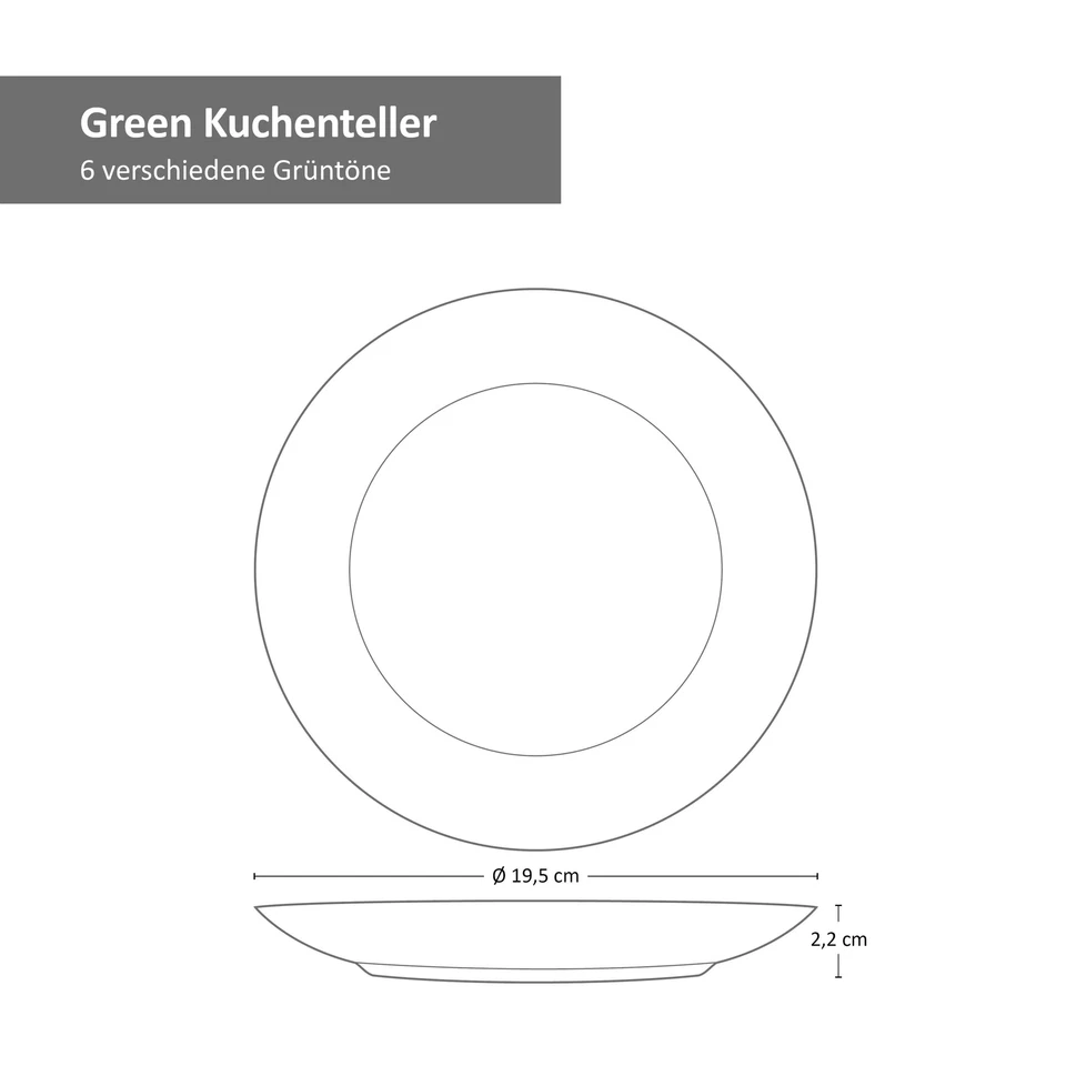 6er Set Kuchenteller Green Dessertteller Frühstücksteller Tellerset Grün - Bild 3 von 3