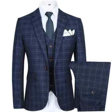 Coat Pants Vest| Plaid 5XL Wedding Groom 3 Pieces Suits Set Jacket Trousers
