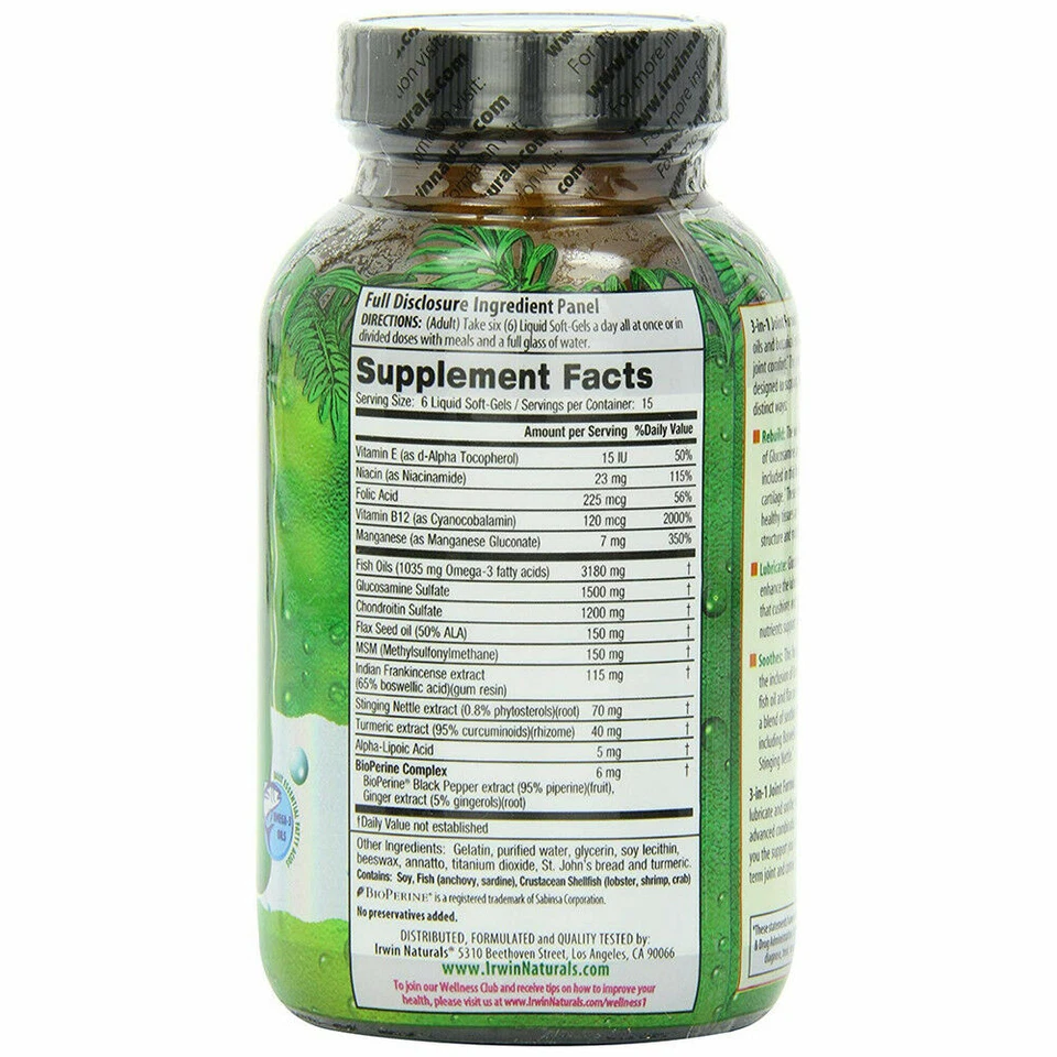 Irwin Naturals Fórmula Articular 3 en 1 Apoya Articulaciones Saludables - 90 Geles Blandos Foto 2 de 4