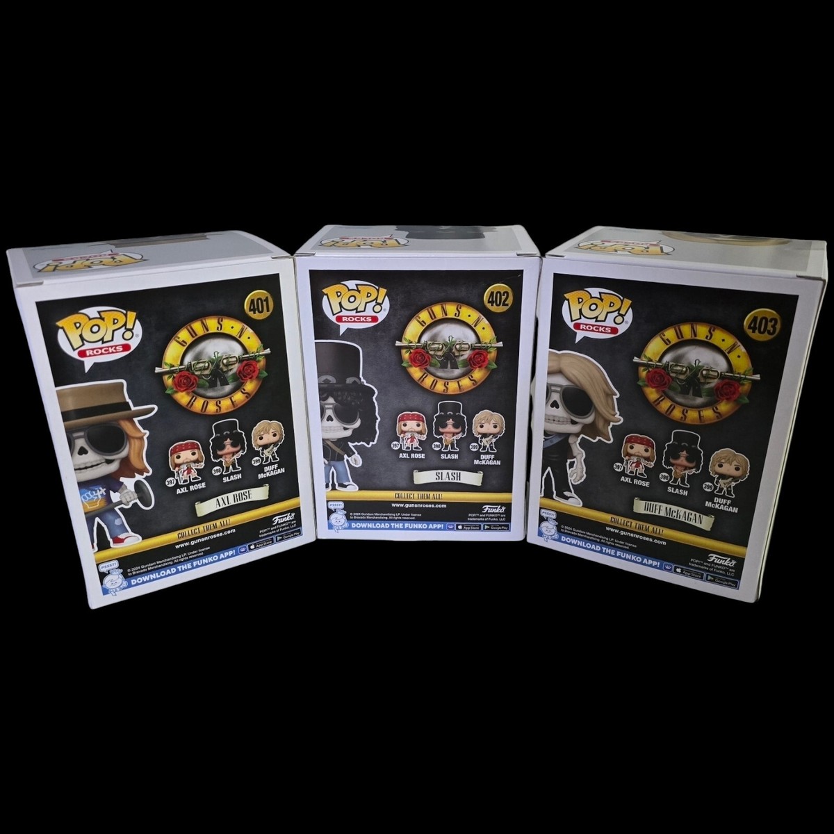 Guns N' Roses Funko Pop! 3PC SKELETON SET Axl, Slash & Duff Guns N' Roses Funko Pop! 3PC SKELETON SET Axl, Slash & Duff