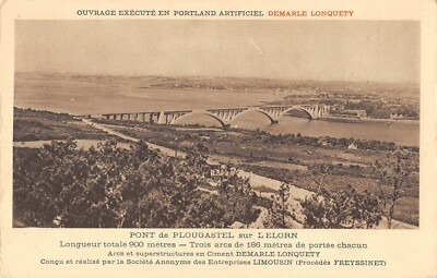 Old postcard 29 PONT DE PLOUGASTEL SUR L'ELORN WORK EXECUTED IN PORTLAND DEMARLE
