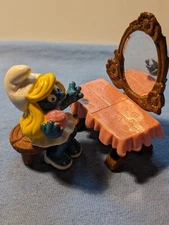 1980's VINTAGE SUPER SMURF MAKE-UP & VANITY, COMPLETE, HONG KONG