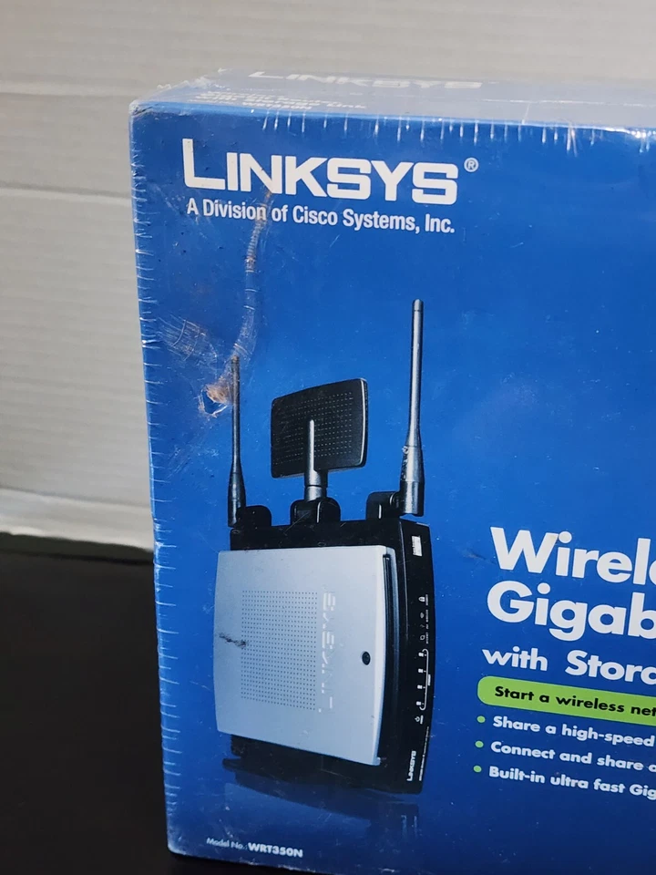 Cisco Linksys WRT350N беспроводной N гигабитный маршрутизатор с каналом хранения - проводной гигабитный - Изображение 2 из 4