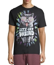 Let's Get Weird Trippy British Shorthair Cat Men's T-shirt 2Xl Fun Tee Cat Lover