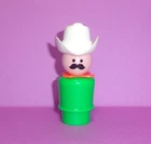 VINTAGE Fisher Price Little People 676 680 Green Western Man / Cowboy NICE